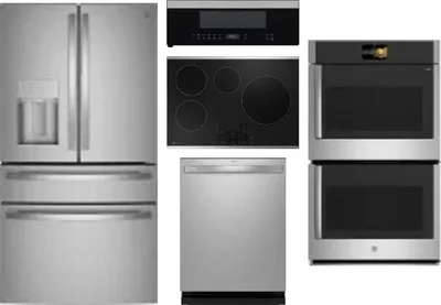 5 Piece Package Includes Refrigerator, Cooktop, Wall Oven, Microwave And Dishwasher